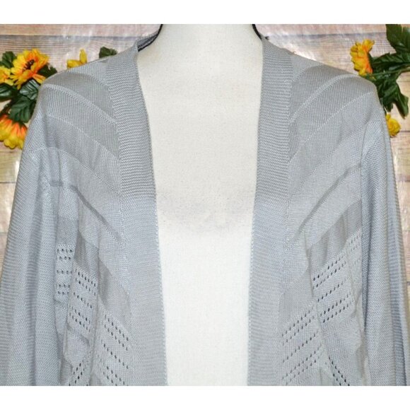 Worthington Gray Open Front Cardigan Sweater Plus Size 1X Layering Casual Office - Picture 2 of 10